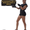 Gabriela Schvap sosteniendo un cartel motivacional, programa Rompe la Inercia de SVAP Biofitness Evolutivo enfocado en superar límites y potenciar el bienestar femenino.